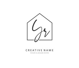 YR Initial letter handwriting and signature logo. A concept handwriting initial logo with template element.