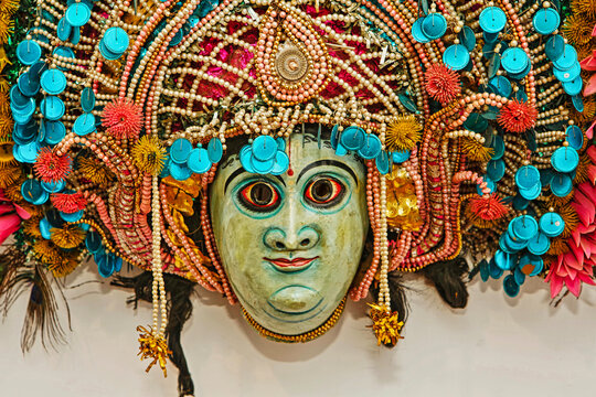 Closeup of Chhau Masks of Purulia, West-Bengal