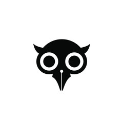 Fototapeta premium Owl pen, smart pen logo concept owl bird with fountain pen nib vector icon illustration design