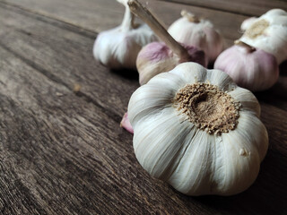 garlic on wooden background