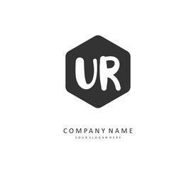 UR Initial letter handwriting and signature logo. A concept handwriting initial logo with template element.