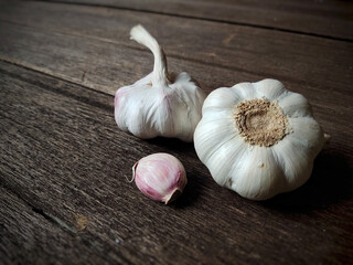 garlic on a wooden table