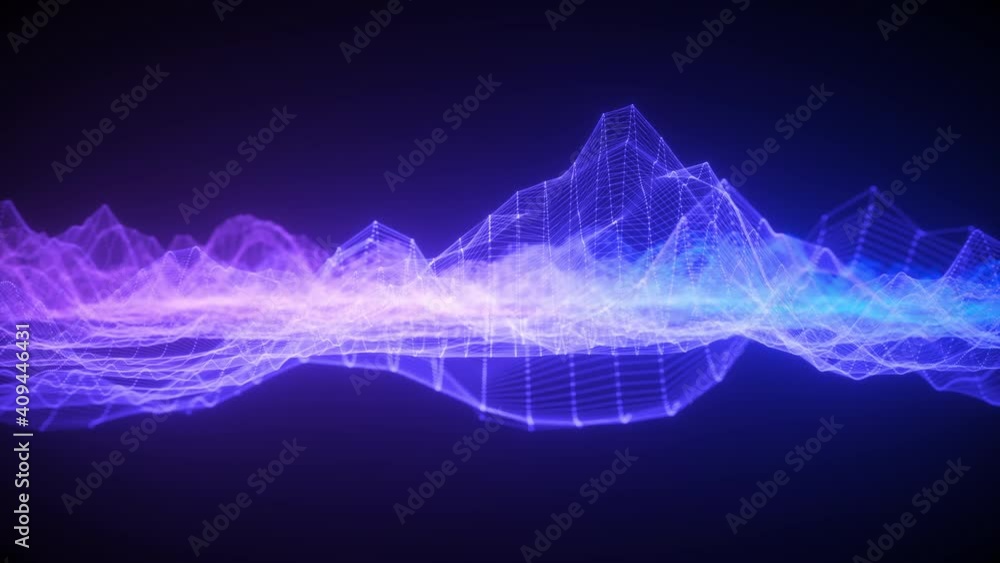 Poster 3d data center waving motion background, big data, blockchain technology, artificial intelligence an