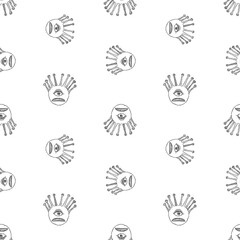 Seamless background of outlines fantasy magic eyes