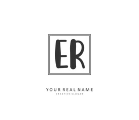 ER Initial letter handwriting and signature logo. A concept handwriting initial logo with template element.