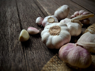 garlic on a wooden table