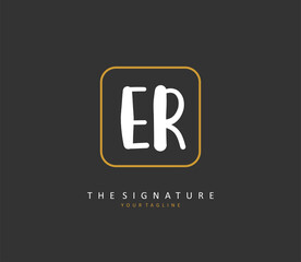 ER Initial letter handwriting and signature logo. A concept handwriting initial logo with template element.