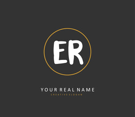 Fototapeta premium ER Initial letter handwriting and signature logo. A concept handwriting initial logo with template element.