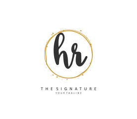 HR Initial letter handwriting and signature logo. A concept handwriting initial logo with template element.