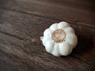 garlic on wooden background