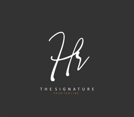 HR Initial letter handwriting and signature logo. A concept handwriting initial logo with template element.