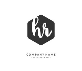 HR Initial letter handwriting and signature logo. A concept handwriting initial logo with template element.