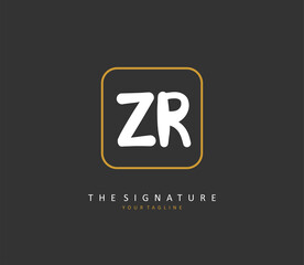 Obraz premium ZR Initial letter handwriting and signature logo. A concept handwriting initial logo with template element.