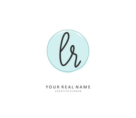 LR Initial letter handwriting and signature logo. A concept handwriting initial logo with template element.