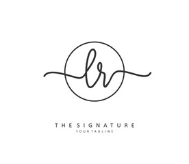 LR Initial letter handwriting and signature logo. A concept handwriting initial logo with template element.