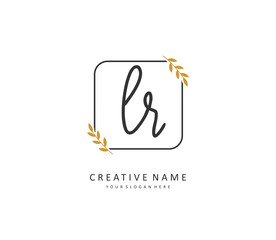 LR Initial letter handwriting and signature logo. A concept handwriting initial logo with template element.