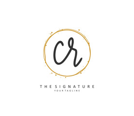 CR Initial letter handwriting and signature logo. A concept handwriting initial logo with template element.