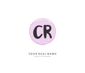 CR Initial letter handwriting and signature logo. A concept handwriting initial logo with template element.