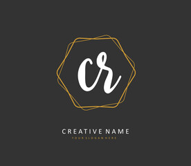 CR Initial letter handwriting and signature logo. A concept handwriting initial logo with template element.