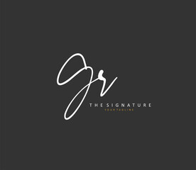 GR Initial letter handwriting and signature logo. A concept handwriting initial logo with template element.
