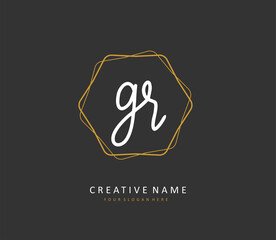 GR Initial letter handwriting and signature logo. A concept handwriting initial logo with template element.