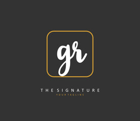 GR Initial letter handwriting and signature logo. A concept handwriting initial logo with template element.