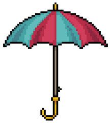 Pixel art umbrella icon for 8bit game on white background
