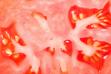 Tomato slice isolated on white background, top view