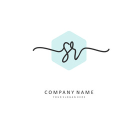 SR Initial letter handwriting and signature logo. A concept handwriting initial logo with template element.