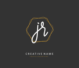 JR Initial letter handwriting and signature logo. A concept handwriting initial logo with template element.