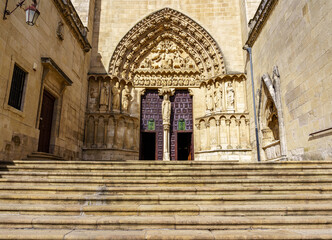 Obraz premium Entrance door to the Gothic cathedral of Burgos. World Heritage Site