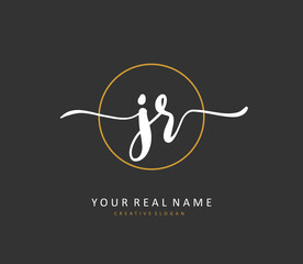JR Initial letter handwriting and signature logo. A concept handwriting initial logo with template element.