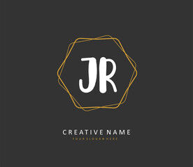 JR Initial letter handwriting and signature logo. A concept handwriting initial logo with template element.