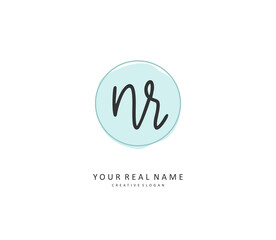 NR Initial letter handwriting and signature logo. A concept handwriting initial logo with template element.