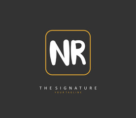 NR Initial letter handwriting and signature logo. A concept handwriting initial logo with template element.