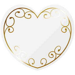 ハート型の唐草フレーム　ホワイト＆ゴールド