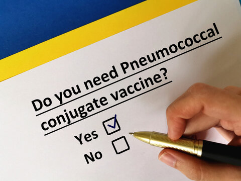 One person is answering question about vaccines. He needs pneumococcal conjugate vaccine.