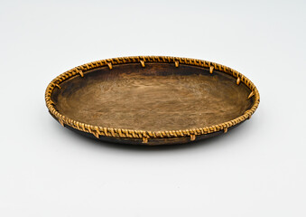 vintage black wooden vase with full depth of field isolated white back ground