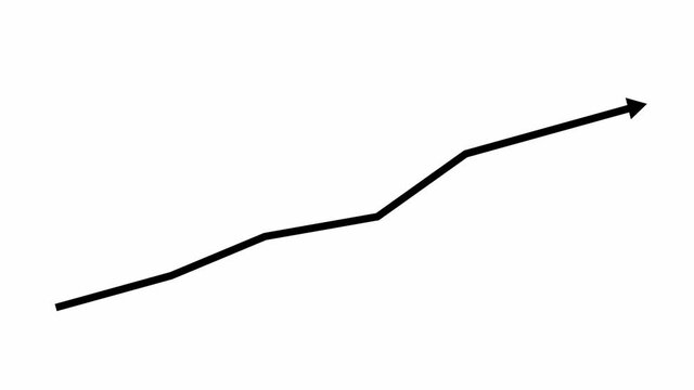 Animated financial growth chart with trend line graph. Growth bar chart of economy. Vector illustration isolated on white background.