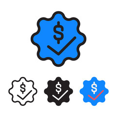 Check Mark icon with 4 different styles. Filled, outline, glyph and line colored.