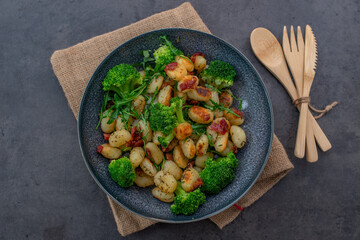 Italian Gnocchi with bacon and broccoli