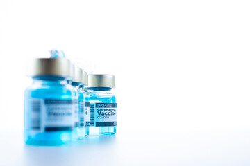 Disease outbreak. Medical syringe with needle for protection flu virus and coronavirus. Covid...