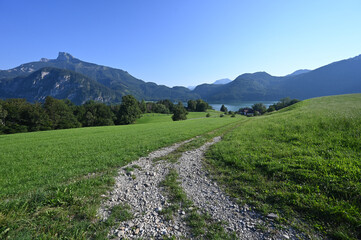 Gravel path leading to lake Mondsee near Salzburg