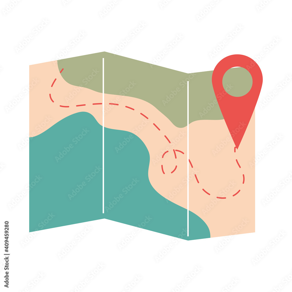 Sticker travel vacations gps navigation location pointer map isolated vector icon