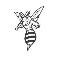 Bee mascot logo design vector silhouette version