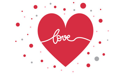 Love handwritten calligraphy in Heart ,Valentine's Day isolated on white background. Vector Illustration EPS 10