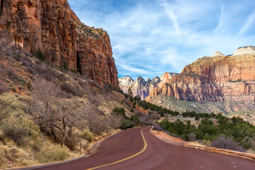 USA, beautiful  Zion National Park in January.