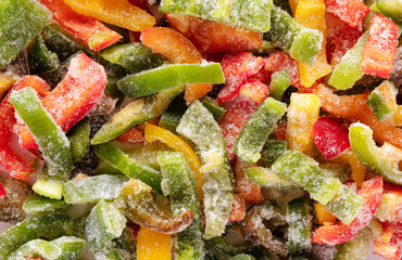 Frozen sliced bell pepper. Frozen vegetables.