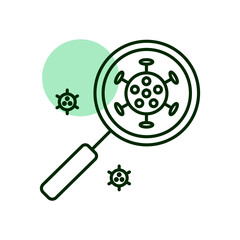 Coronavirus under magnifying glass vector icon