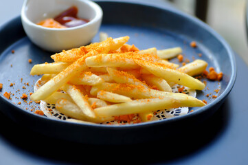 French fries or fried potato ,cheese fries